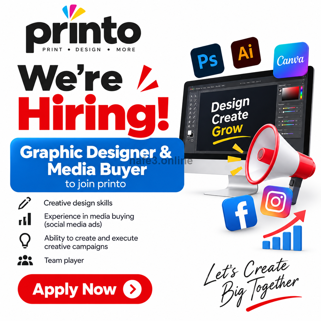 مطلوب Graphic Designer & Media Buyer